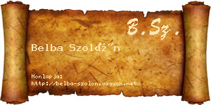 Belba Szolón névjegykártya